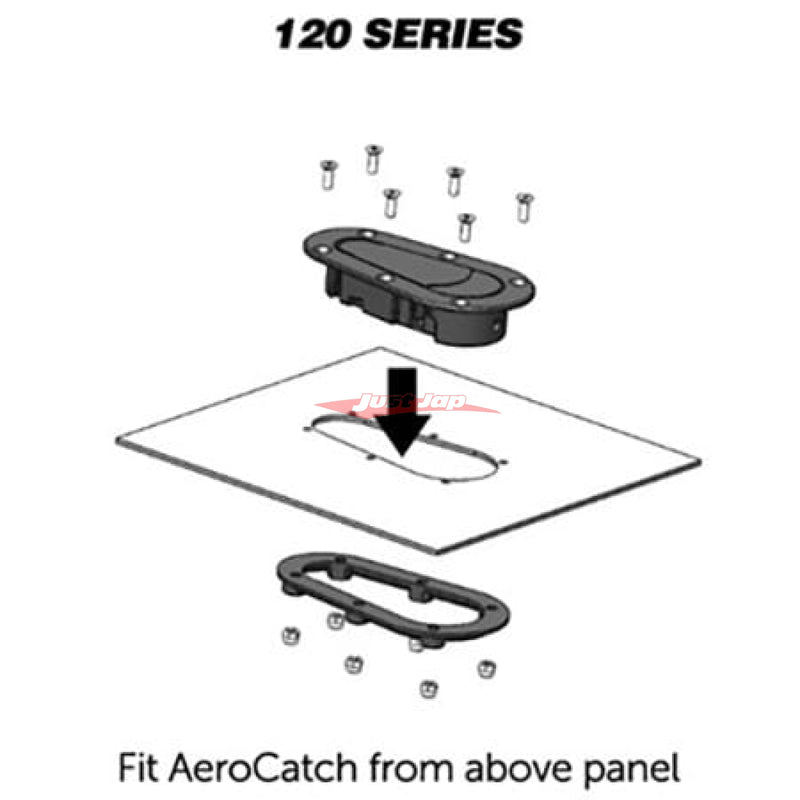 AeroCatch 120 Series Above Panel Flush Bonnet / Hood Fastener Kit - Non Locking (Black)
