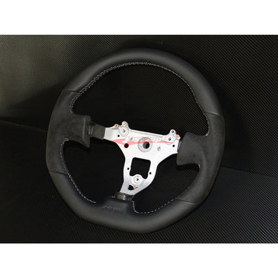 Mines Original Leather Steering Wheel (D Type Grey Stitching) fits Nissan R34 GTR