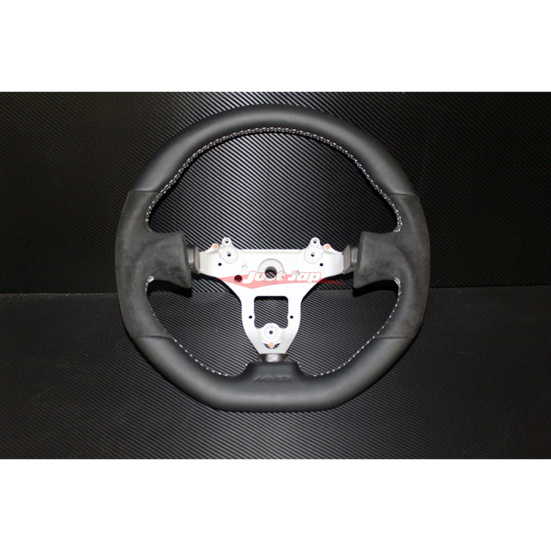 Mines Original Leather Steering Wheel (D Type Grey Stitching) fits Nissan R34 GTR