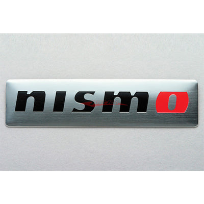 Nismo Metal Emblem - Silver Brushed Aluminium (25mm x 100mm)