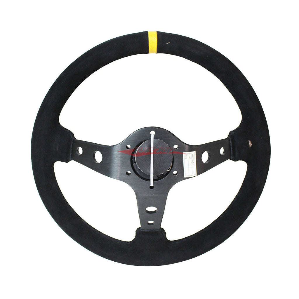 Omp Style 90mm Deep Dish Steering Wheel 350mm Suede Black Stitchi