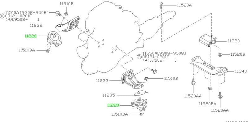 Genuine Nissan Engine Mount Fits Nissan R33 Skyline  (RB25DET)
