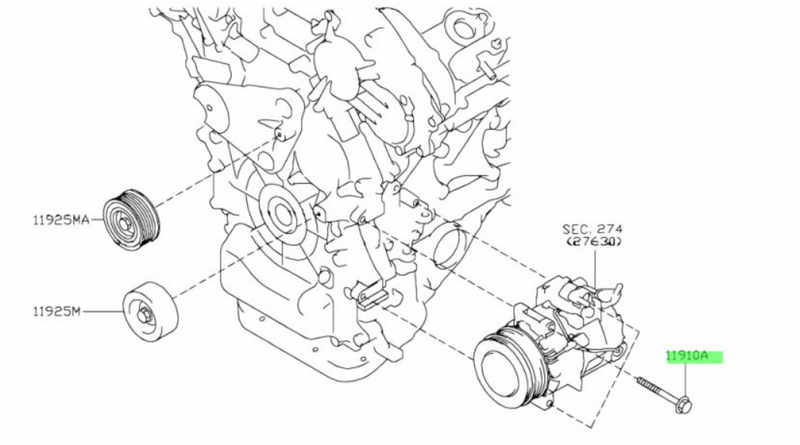 Genuine Nissan Air Conditioner Bolt Fits Nissan R35 GT-R
