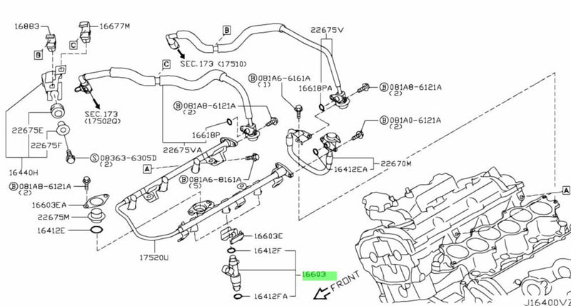 Genuine Nissan Fuel Injector Assembly Fits Nissan R35 GT-R
