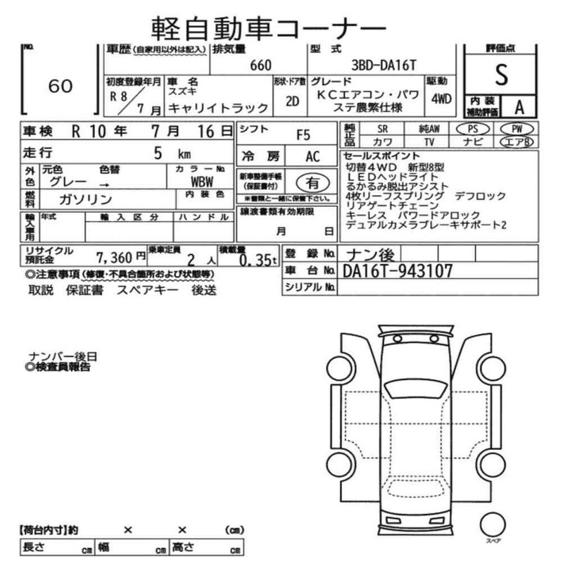 Suzuki Carry Standard Cab, 2026, New Shape. 5speed 4x4