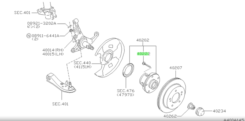 Genuine Nissan Wheel Hub Stud (Front) Fits Nissan C34/E51/J50/M35/R32/R33/R34/R35/S14/S15/V35/V36/Z32/Z33/Z34