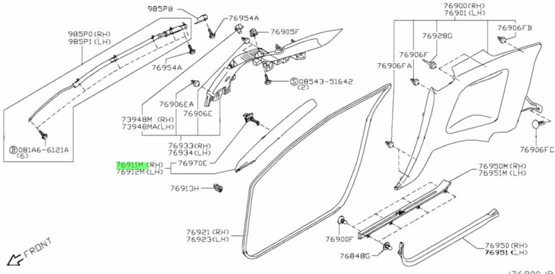 Genuine Nissan A-Pillar Interior Garnish R/H Fits Nissan R35 GTR (07-10)