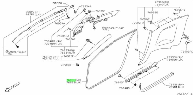 Genuine Nissan Rubber Door Seal/Welt R/H Fits Nissan R35 GT-R