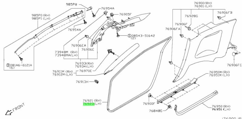 Genuine Nissan Rubber Door Seal/Welt L/H Fits Nissan R35 GT-R