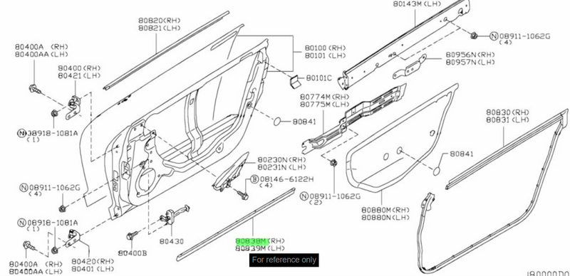 Genuine Nissan Front Lower Door Parting Seal R/H Fits Nissan R35 GTR (07-10)