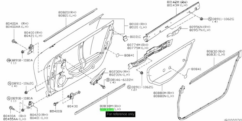 Genuine Nissan Front Lower Door Parting Seal L/H Fits Nissan R35 GTR (07-10)