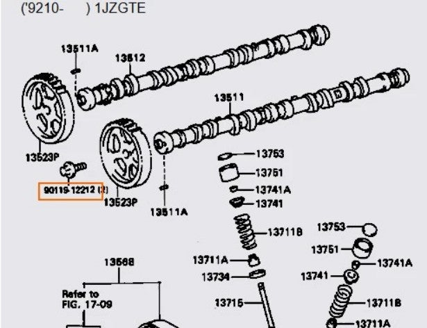 Genuine Toyota Camshaft Gear Bolt Fits Toyota 1JZ/2JZ (NON VVT-i ONLY)
