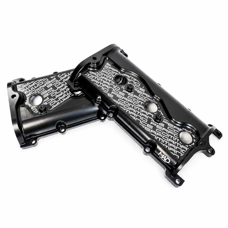 MAD Sweden Billet Camshaft Valve Cover Set (Dry Sump / Black) Fits Nissan R35 GTR VR38DETT