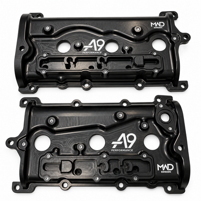 MAD Sweden Billet Camshaft Valve Cover Set (Dry Sump / Black) Fits Nissan R35 GTR VR38DETT