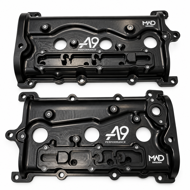 MAD Sweden Billet Camshaft Valve Cover Set (Dry Sump / Black) Fits Nissan R35 GTR VR38DETT