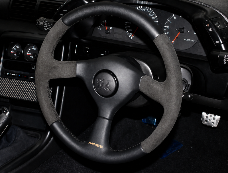 Mines Leather Steering Wheel (Black Stitching) Fits Nissan R32 GTR