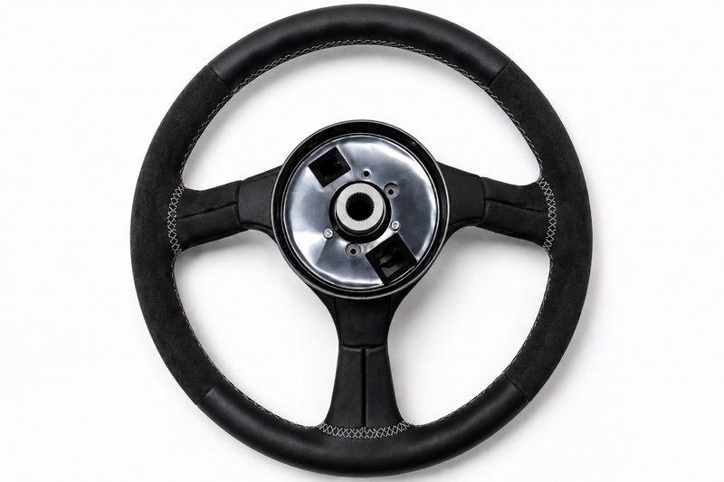 Mines Leather Steering Wheel (Grey Stitching) Fits Nissan R32 GTR