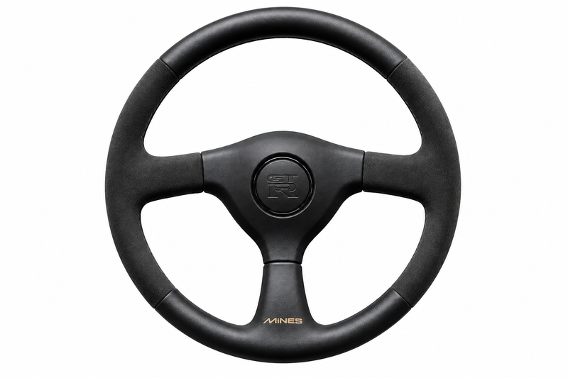 Mines Leather Steering Wheel (Black Stitching) Fits Nissan R32 GTR