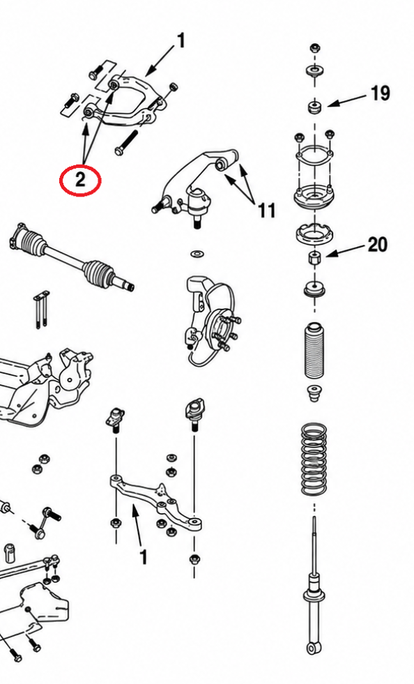 Nismo Front Upper Control Arm Inner Reinforced Mounting Bush Fits Nissan R33/R34 Skyline & C34 Stagea