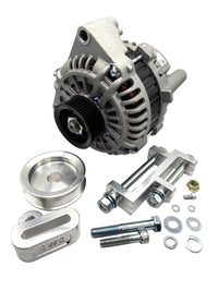 LS1 Bosch 12V 140 Amp Alternator & CWC SR Twin Cam Billet Conversion Kit (Silver) Fits Nissan SR20