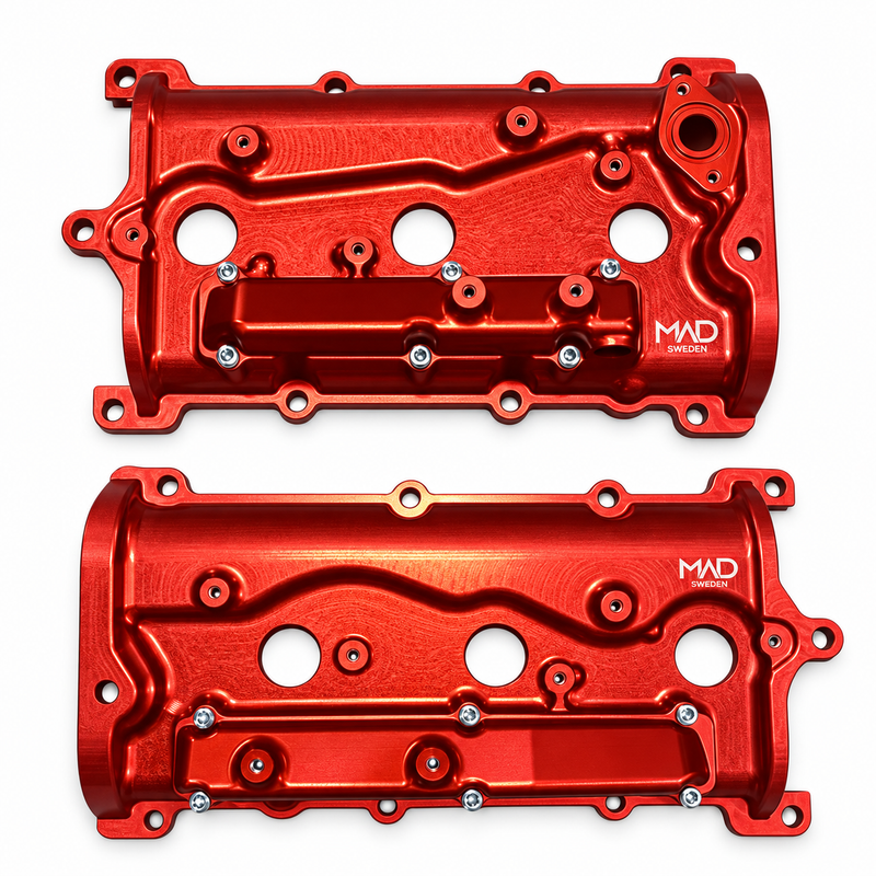 MAD Sweden Billet Camshaft Valve Cover Set (Dry Sump / Black) Fits Nissan R35 GTR VR38DETT