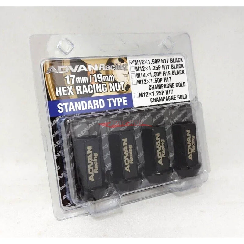 Advan Racing Wheel Nut Black 17mm HEX Standard Type (Pack of 4) M12 x P1.5