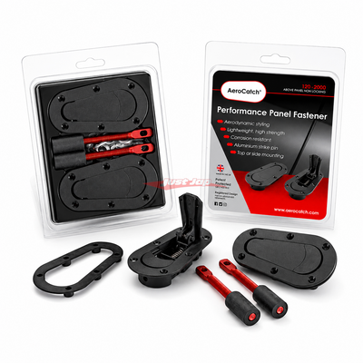 AeroCatch 120 Series Above Panel Flush Bonnet / Hood Fastener Kit - Non Locking (Black)