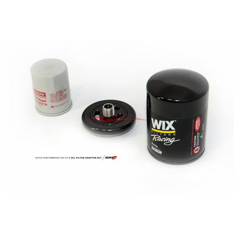 AMS Alpha Performance CNC Billet Oil Filter Adapter (WIX Race Filter) Fits Nissan R35 GTR VR38DETT