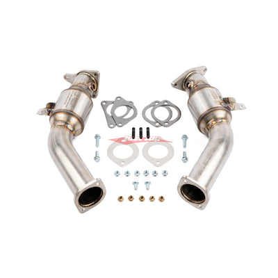 AMS Alpha Performance Street Lower Downpipe Dump Pipe Set (GESI Catalytic Converters) Fits Infinti Q50/Q60, Nissan Skyline 400R RV37 & Nissan Z RZ34 (VR30DDTT)