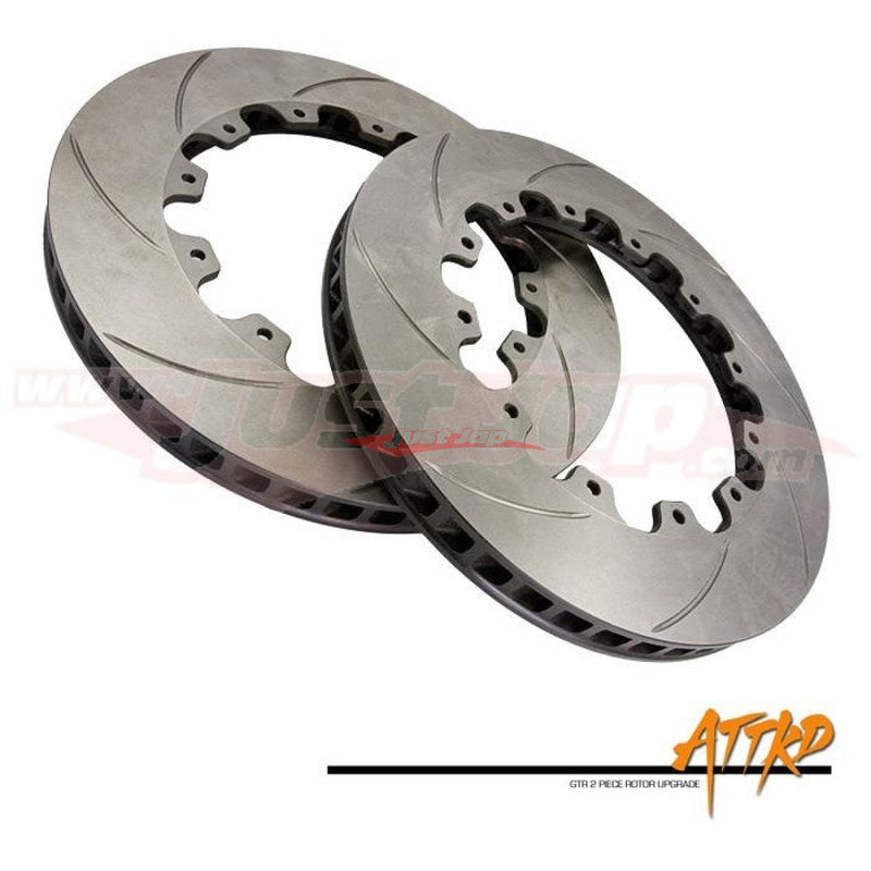 ATTKD Front Brake Disc Rotors 380mm (Curved Slotted) fits Nissan R35 GTR (07-10)