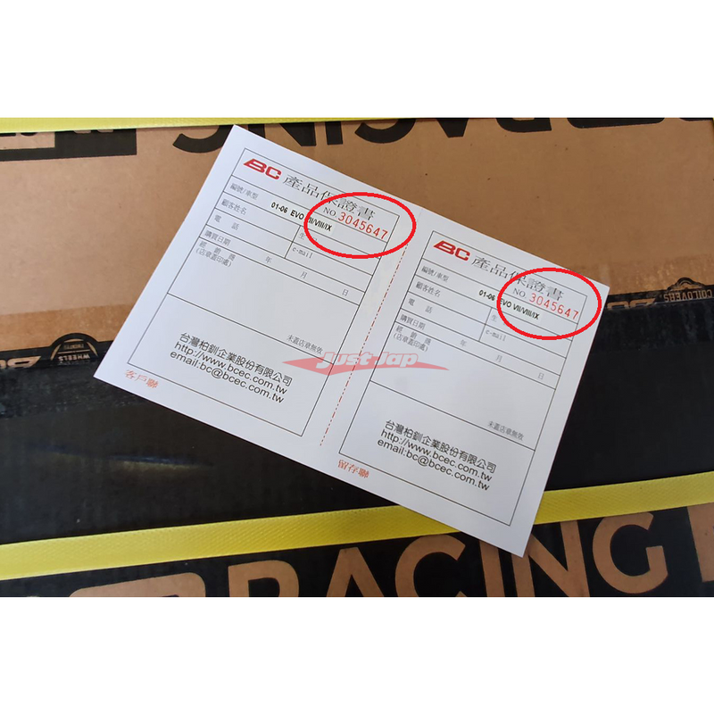 BC Racing BR & RM (Non Inverted) Design Replacement Shock Cartridge - Rear