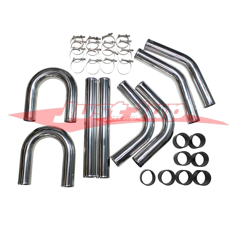 Cooling Pro 2.5" Inch / 63mm Universal Aluminium Intercooler Piping Kit (Black Silicone)