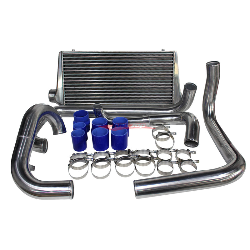 Cooling Pro Intercooler Kit fits Holden VL Commodore Turbo Tube & Fin 76mm + Piping Kit (Polished)