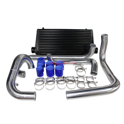 Cooling Pro Intercooler Kit fits Holden VL Turbo Commodore Bar & Plate 76mm Black + Piping Kit (Polished)