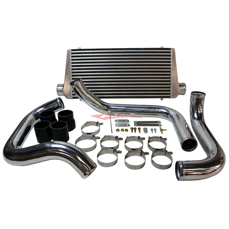 Cooling Pro Intercooler Kit Fits Nissan R32/R33 Skyline & C34 Stagea RB25DET Bar & Plate 100mm + Piping Kit (Polished)