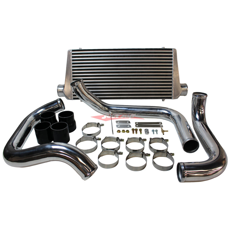Cooling Pro Intercooler Kit Fits Nissan R33/R34 Skyline & C34 Stagea RB25DET Bar & Plate 100mm + Piping Kit (Polished)