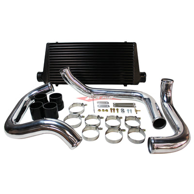 Cooling Pro Intercooler Kit Fits Nissan R33/R34 Skyline & C34 Stagea RB25DET Bar & Plate 76mm Black + Piping Kit (Polished)