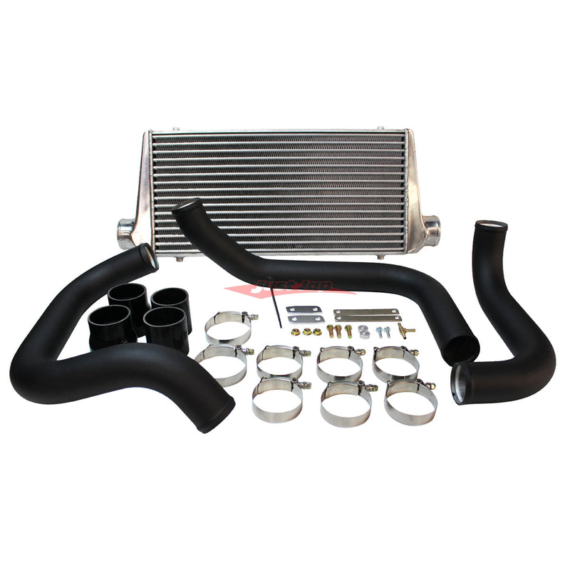 Cooling Pro Intercooler Kit Fits Nissan R33/R34 Skyline & C34 Stagea RB25DET Tube & Fin 76mm + Piping Kit (Black)