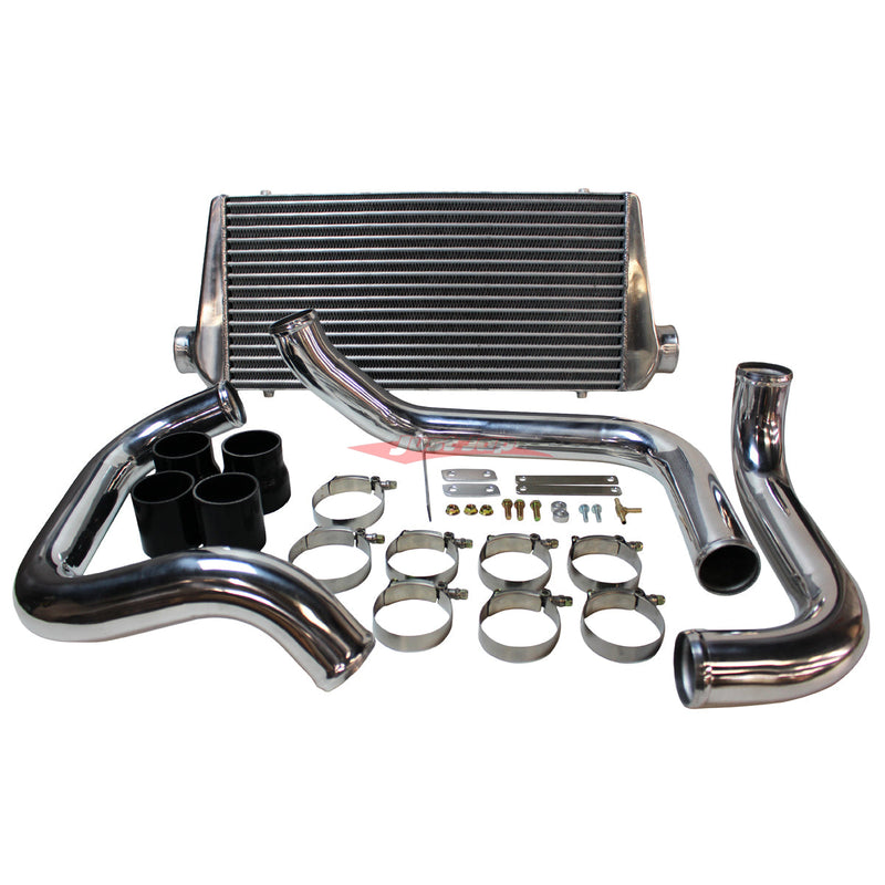 Cooling Pro Intercooler Kit Fits Nissan R33/R34 Skyline & C34 Stagea RB25DET Tube & Fin 90mm + Piping Kit (Polished)
