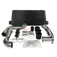 Cooling Pro Intercooler Kit Fits Nissan S13 Silvia & 180SX SR20DET Bar & Plate 76mm Black + Piping Kit (Polished)