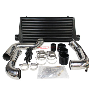 Cooling Pro Intercooler Kit Fits Nissan S13 Silvia & 180SX SR20DET Bar & Plate 76mm Black + Piping Kit (Polished)