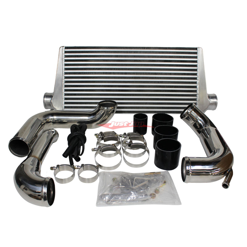 Cooling Pro Intercooler Kit Fits Nissan S13 Silvia & 180SX SR20DET Bar & Plate 76mm Polished + Piping Kit (Polished)