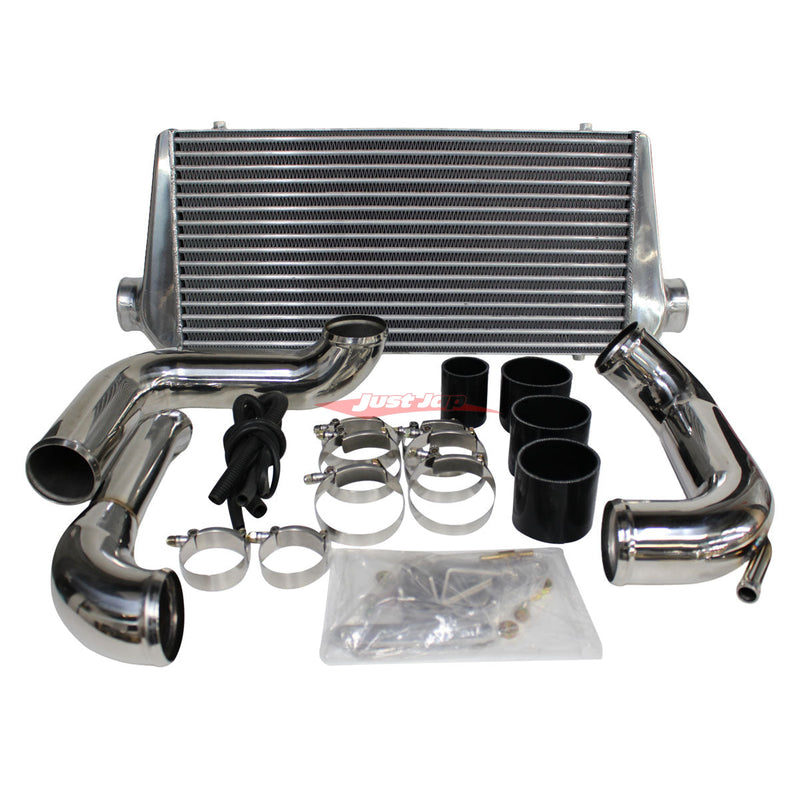 Cooling Pro Intercooler Kit Fits Nissan S13 Silvia & 180SX SR20DET Tube & Fin 90mm + Piping Kit (Polished)