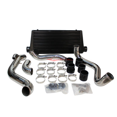 Cooling Pro Intercooler Kit Fits Nissan S14/S15 Silvia & 200SX SR20DET Bar & Plate 76mm Black + Piping Kit (Polished)