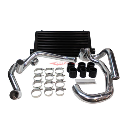 Cooling Pro Intercooler Kit Fits Subaru GC8 Impreza WRX EJ20 Bar & Plate 76mm Black + Piping Kit (Polished)