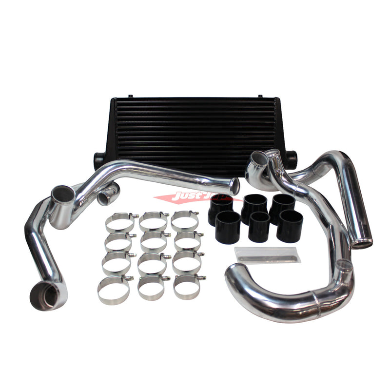 Cooling Pro Intercooler Kit Fits Subaru GC8 Impreza WRX EJ20 Bar & Plate 76mm Black + Piping Kit (Polished)