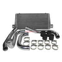 Cooling Pro Intercooler Kit Fits Toyota JZZ30 Soarer & JZA80 Supra 1JZ-GTE / 2JZ-GTE (Non VVTi) Bar & Plate 76mm Polished + Piping Kit (Aluminium)