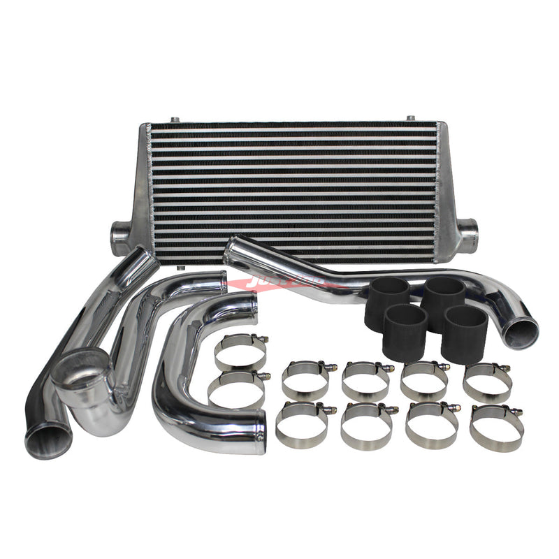 Cooling Pro Intercooler Kit Fits Toyota JZZ30 Soarer & JZA80 Supra 1JZ-GTE / 2JZ-GTE (Non VVTi) Bar & Plate 76mm Polished + Piping Kit (Aluminium)