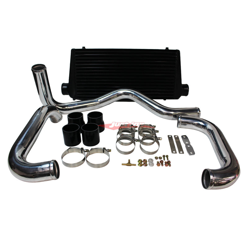 Cooling Pro Intercooler Kit (Polished Piping) Fits Nissan Skyline R32 GTS-T RB20DET Bar & Plate 76mm Black + Piping Kit (Polished)