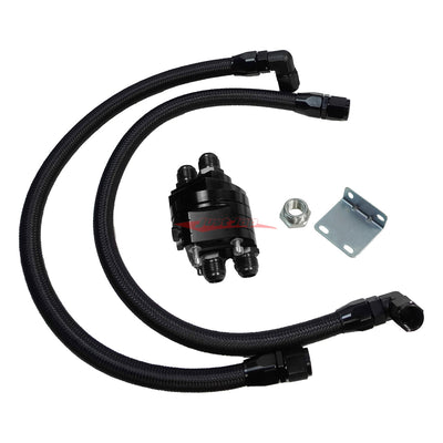 Cooling Pro Oil Filter Relocation Kit (Black) - Universal Fitment (3/4UNF-16 & M20-P1.5)